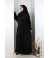 Kristal Taşlı Şallı Abaya 9205 Siyah