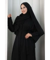 Kristal Taşlı Şallı Abaya 9205 Siyah