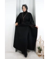 Kuşaklı Geniş Kol Kaşe Panço 70038 Siyah