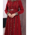 Leopar Biyeli Kemerli Elbise 3930 Bordo
