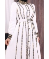 Leopar Biyeli Kemerli Elbise 3930 Ekru