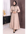 Leopar Biyeli Kemerli Elbise 3930 Taş
