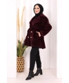 Leopar Düğmeli Kaban 70059-1 Bordo