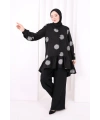 Nakışlı Düğmeli Takım 8702 Ekru