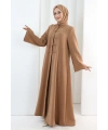 Önden Bağlamalı Tunik Üçlü Takım 7080 Taba