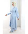Önü Piliseli Düğmeli Takım 8701 Bebe Mavisi