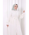Önü Piliseli Düğmeli Takım 8701 Ekru
