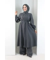 Önü Piliseli Düğmeli Takım 8701 Füme