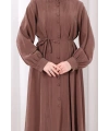 Önü Piliseli Düğmeli Takım 8701 Kahverengi