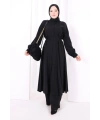 Önü Piliseli Düğmeli Takım 8701 Siyah