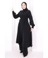 Önü Piliseli Düğmeli Takım 8701 Siyah