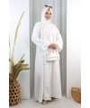 Papatya Dantelli Abaya Elbise 7097 Ekru