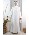 Papatya Dantelli Abaya Elbise 7097 Ekru