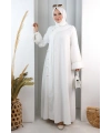 Papatya Dantelli Abaya Elbise 7097 Ekru