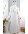 Papatya Dantelli Abaya Elbise 7097 Ekru