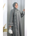 Papatya Dantelli Abaya Elbise 7097 Füme