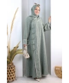 Papatya Dantelli Abaya Elbise 7097 Haki