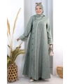 Papatya Dantelli Abaya Elbise 7097 Haki