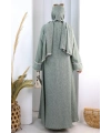 Papatya Dantelli Abaya Elbise 7097 Haki