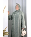 Papatya Dantelli Abaya Elbise 7097 Haki
