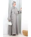 Papatya Dantelli Abaya Elbise 7097 Kahverengi