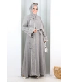 Papatya Dantelli Abaya Elbise 7097 Kahverengi