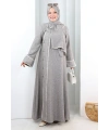 Papatya Dantelli Abaya Elbise 7097 Kahverengi