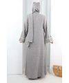 Papatya Dantelli Abaya Elbise 7097 Kahverengi