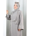 Papatya Dantelli Abaya Elbise 7097 Kahverengi