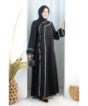 Papatya Dantelli Abaya Elbise 7097 Siyah