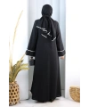 Papatya Dantelli Abaya Elbise 7097 Siyah