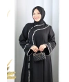 Papatya Dantelli Abaya Elbise 7097 Siyah