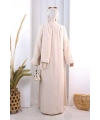 Papatya Dantelli Abaya Elbise 7097 Taş