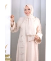 Papatya Dantelli Abaya Elbise 7097 Taş