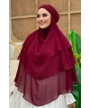 Peçeli 3 Katlı Şifon Sufle Şal 6012 Bordo