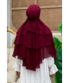 Peçeli 3 Katlı Şifon Sufle Şal 6012 Bordo