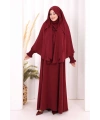 Peçeli Cilbab Model Elbise 6063 Bordo