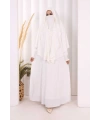Peçeli Cilbab Model Elbise 6063 Ekru