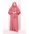 Peçeli Cilbab Model Elbise 6063 Gül Kurusu