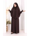 Peçeli Cilbab Model Elbise 6063 Kahverengi