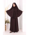 Peçeli Cilbab Model Elbise 6063 Kahverengi