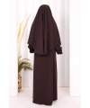 Peçeli Cilbab Model Elbise 6063 Kahverengi