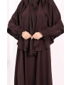 Peçeli Cilbab Model Elbise 6063 Kahverengi