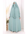 Peçeli Cilbab Model Elbise 6063 Mint