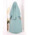 Peçeli Cilbab Model Elbise 6063 Mint