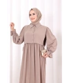 Pelerinli Elbise 6082 Vizon