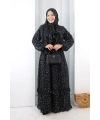 Puantiye Desen Elbise Şal Hediyeli 7010 Siyah