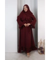 Şallı Fırfırlı Elbise 6085 Bordo