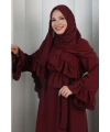 Şallı Fırfırlı Elbise 6085 Bordo