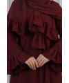 Şallı Fırfırlı Elbise 6085 Bordo